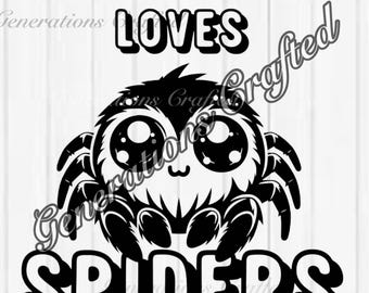 Cute Jumping Spider SVG – "Just a Kid Who Loves Spiders" (PNG)
