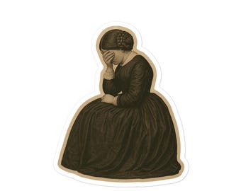 Victorian Mourning Woman Sticker: Gothic Grief Ephemera
