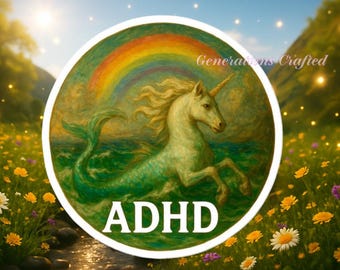ADHD Unicorn Mermaid Sticker: Neurodivergent Pride Art