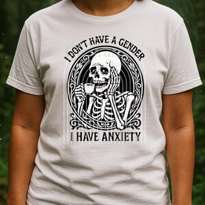 Ik heb geen geslacht – ik heb angst | Skelet Art Nouveau SVG en PNG | Gotische skelet digitale download | Skelet voor queer-angst