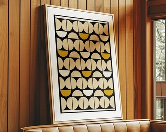 Mid Century Modern Geometric Art Print: Retro Minimalist Decor (Instant Download)