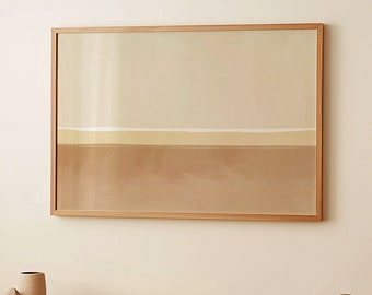 Minimalistiskt landskapstryck: Beige och krämfärgade jordtoner (digital nedladdning)