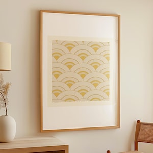 Japandi Seigaiha Wave Art: Beige Japanese Print (Digital Download)