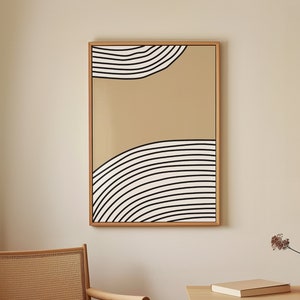 Minimalist Line Art Print: Beige Abstract Drawing (Instant Download)