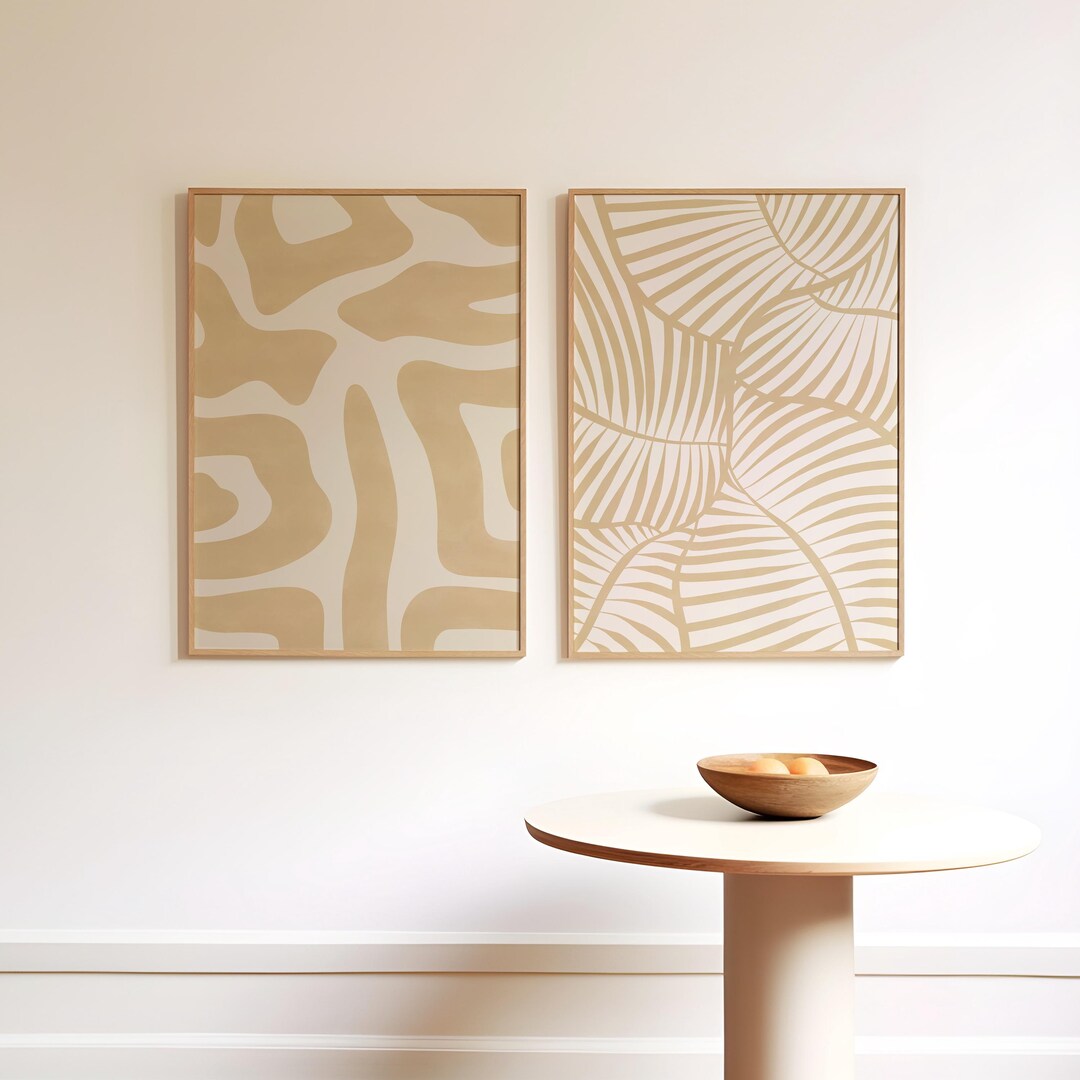 Minimalist Beige Abstract Printable Wall Art Set of 2, Modern Neutral ...