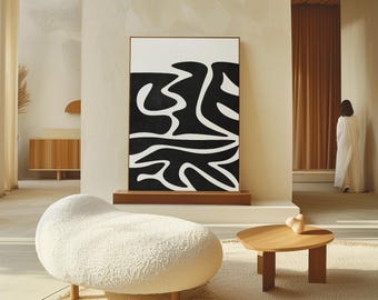 Minimalist Black and White Abstract Art Print: Modern Geometric Decor (Digital Download)