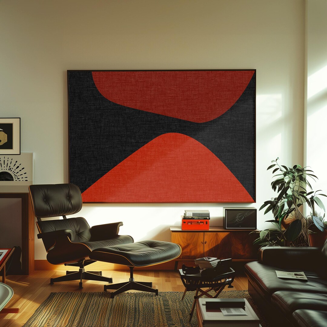 Red and Black Abstract Art Print: Mid-century Modern (instant Download ...
