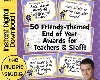 End of Year Teacher Award - Friends themed award, teacher reward, teacher tag, school award, teacher Friends, printable award, funny award