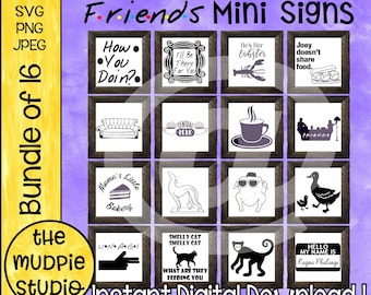 Friends Mini Sign Bundle - Friends, Friends Sign, Cut File, SVG, PNG, Silhouette, Cricut, Tiered Tray Sign, Central Perk, Instant Download
