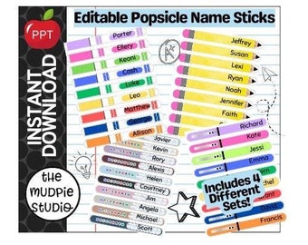 Palitos de helado gigantes con nombre editables para decorar el aula (Descargar PPT)