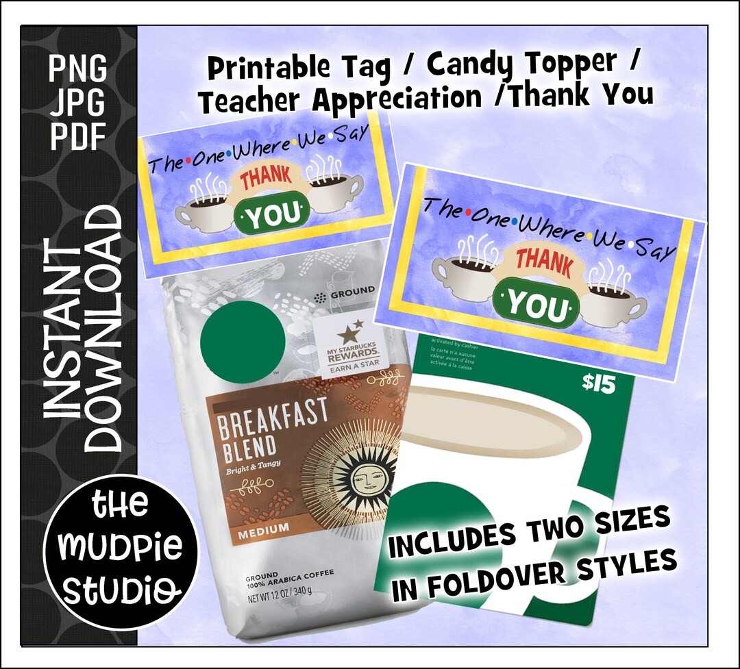 Thank You Printable Coffee Tag Coffee Thank You Teacher - Etsy