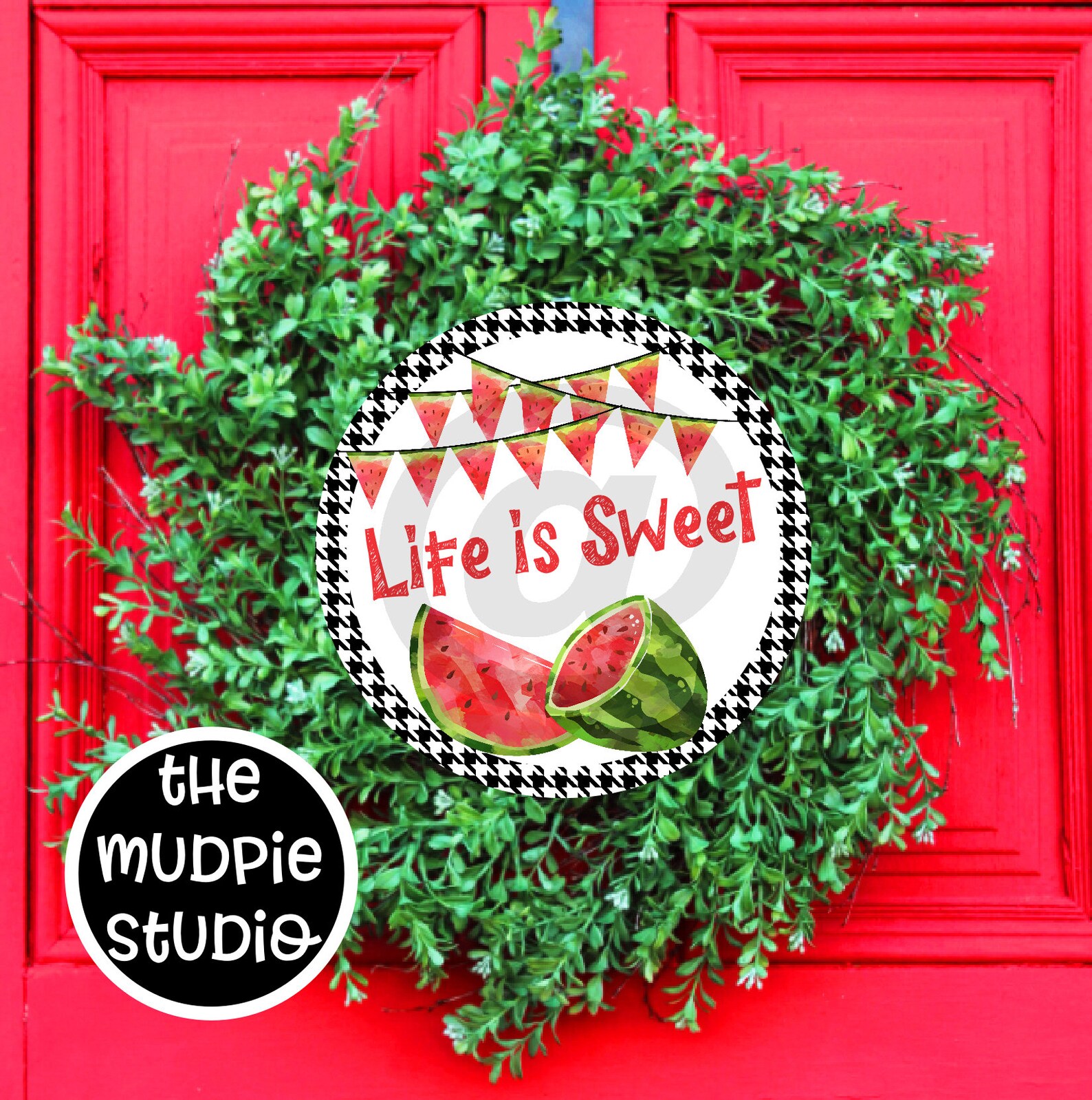 Watermelon Sign 8in round sign print JPG PNG farmhouse | Etsy