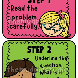 Math Problem Strategy Solving Posters - Math Class, Bulletin Board ...