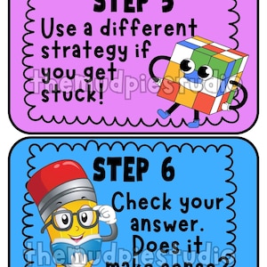 Math Problem Strategy Solving Posters - Math Class, Bulletin Board ...