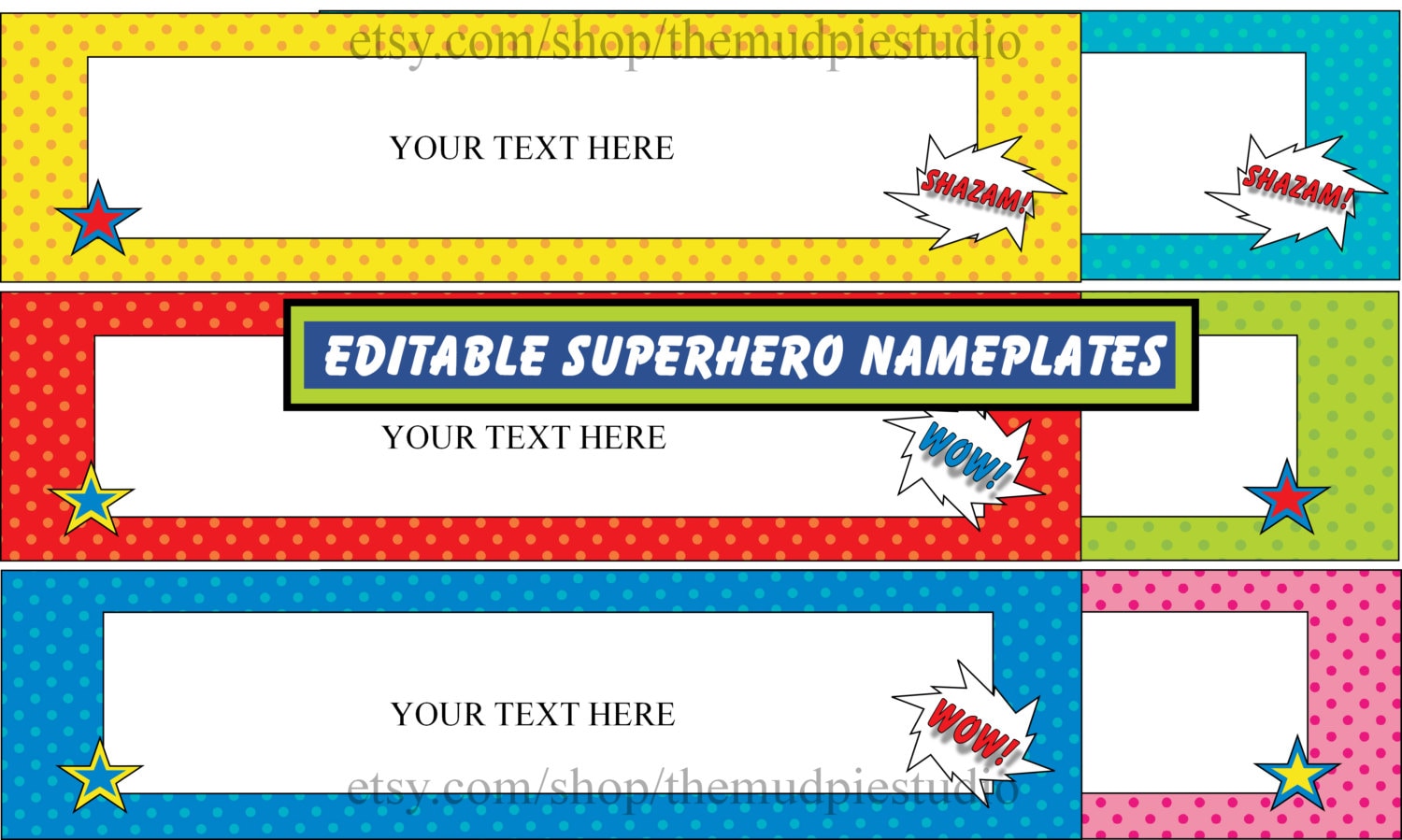 Editable Superhero Tags / Nameplate Template Instant Digital | Etsy