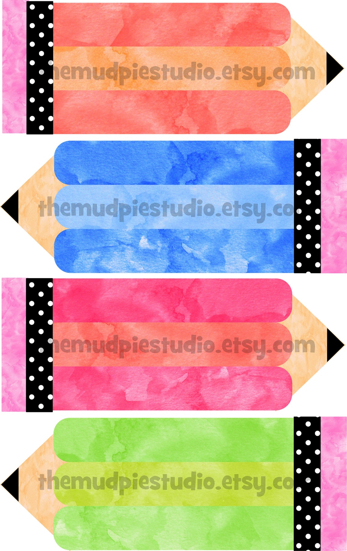 Watercolor Pencil Sign Label Tag Classroom Sign Classroom - Etsy