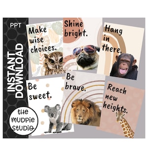 Boho Animal Posters - Animal Classroom Decor, Printable, Growth Mindset, Nursery Decor Sign, Animal Decor, Class Poster, Instant Download