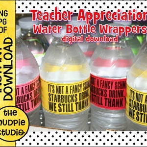 Teacher Appreciation Thank You Tag - Tag, Water Tag, Water Bottle Label, Water Bottle Tag, Digital Download, Instant Download, Teacher Gift