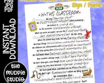 Cartello per l'aula degli amici - Arredamento dell'aula degli amici, poster degli amici, cartello degli amici, insegnante degli amici, In questa classe, Regole degli amici, download