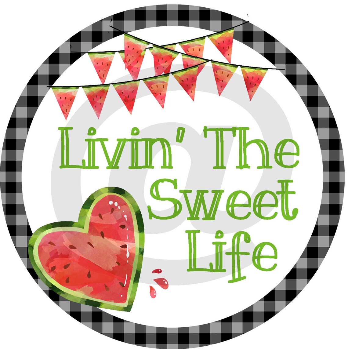 Watermelon Sign 8in Round Sign Print JPG PNG Farmhouse - Etsy