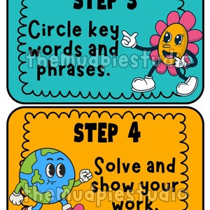Math Problem Strategy Solving Posters - Math Class, Bulletin Board ...