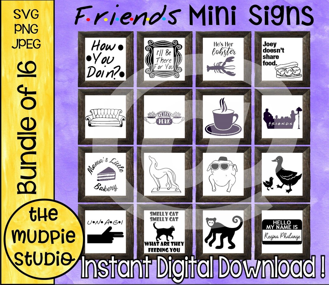Friends Mini Sign Bundle - Friends, Friends Sign, Cut File, SVG, PNG ...