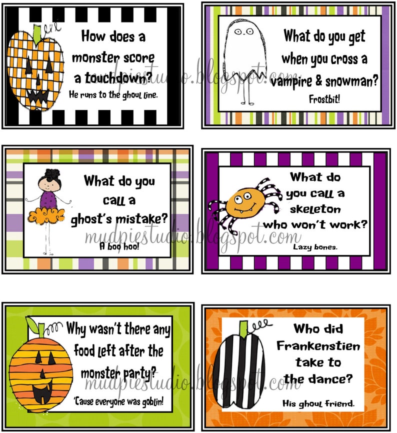 Set of 12 Halloween Treat Bag Topper Label Lunch Box Notes Etsy