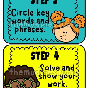 Math Problem Strategy Solving Posters - Math Class, Bulletin Board ...