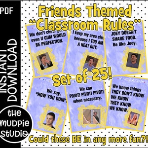 Friends Class Rule Posters -  Friends Classroom, Printable, High School class, Friends Class Decor, Friends Sign, Friends Decor, Download