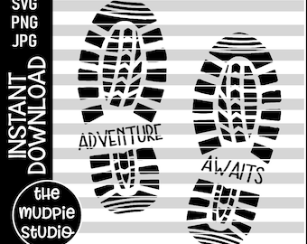 Adventure Awaits Camping SVG – Hiking Footprint Clipart (Digital Download)