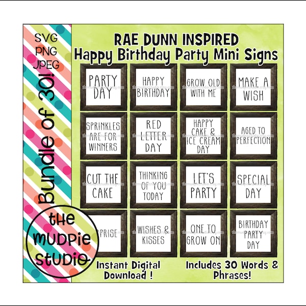 Happy Birthday Farmhouse Bundle - Mini Sign Design Cut File, SVG, PNG, Silhouette, Cricut, Tiered Tray Sign, Birthday Sign, Digital Download