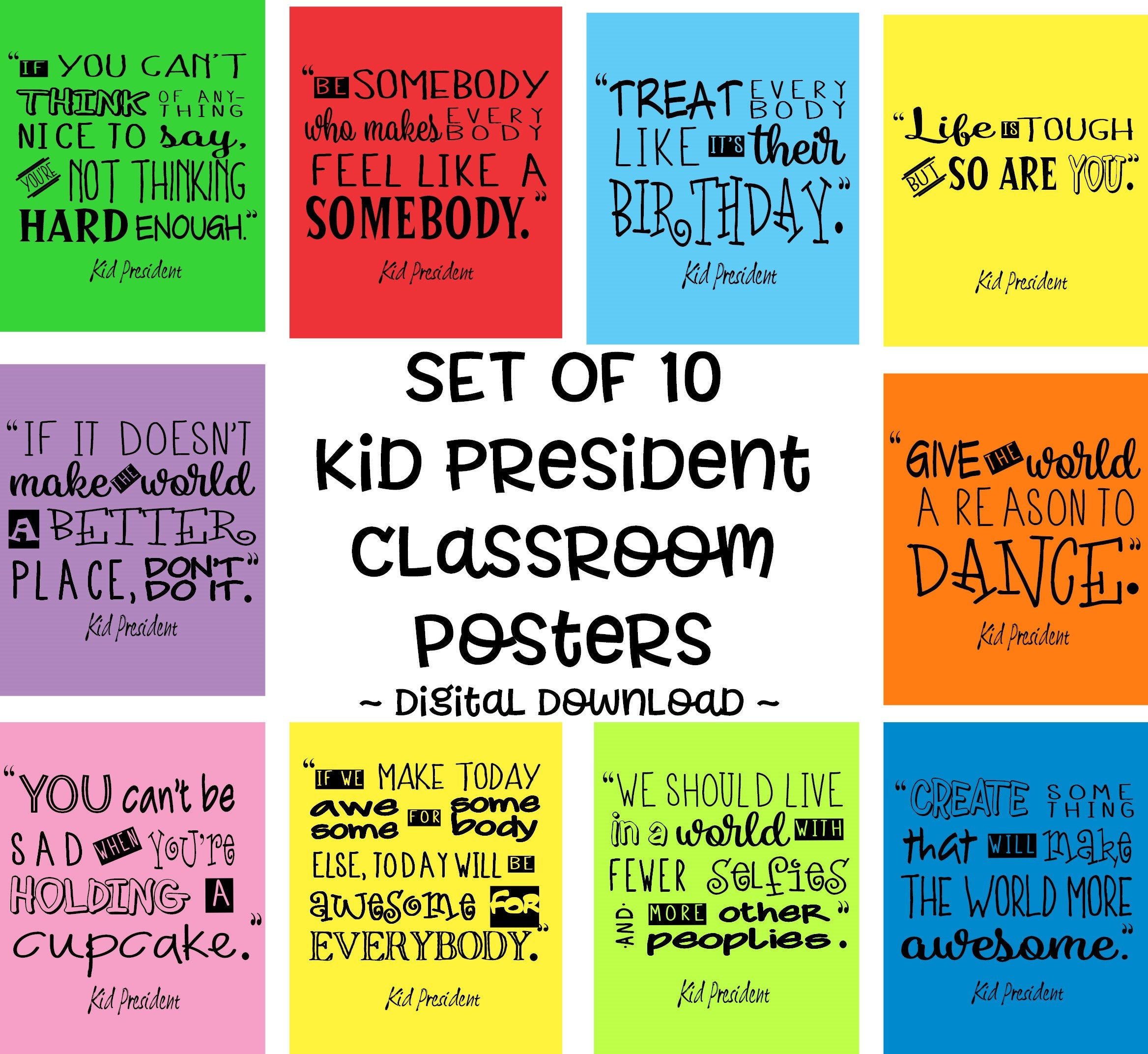 Kid President Quotes Poster Classroom Teacher Sign Digital | Etsy