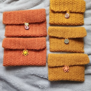 Carteras de fieltro de lana / Cartera de lana / Colores vara de oro y calabaza / Estuche de lana / Estuche para teléfono / Estuche para cosméticos / Estuche para joyas