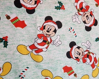 Cotton Fabrics REMNANT |Santa Mouse | 25" length by 43/44inch width