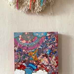 Original Abstract Multicolor Painting / Rainbow and Clouds Splatter Painting / Art by Jacinta Bunnell, Hudson Valley Artist image 3