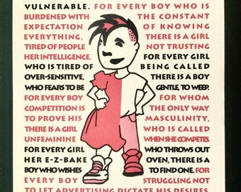 For Every Girl - For Every Boy - Activist Feminist Postcard - Gender LGBTQAI+ Postcard