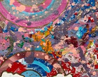 Original Abstract Multicolor Painting- Rainbow Splatter Painting -Original Art by Jacinta Bunnell, Hudson Valley Artist