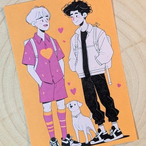 Pride Queer Art Valentinstag, Valentinstagskarte, Queer Gay Grußkarte Hund, Postkarte Hund ,Dog Dad, Hund  Grußkarte, Karte Hund, Postkarte