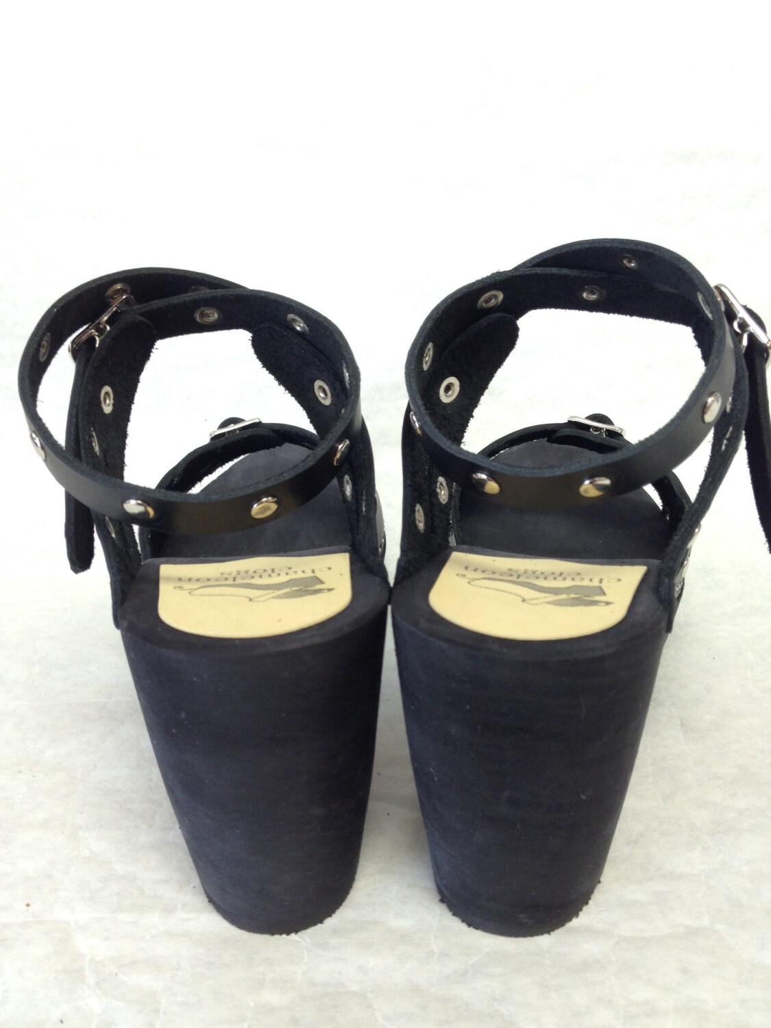 Vera // Black and White Studded Patent Leather Sandal | Etsy