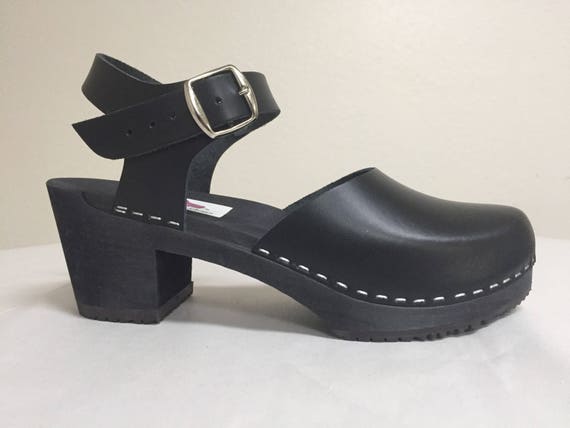 Sophie // Professional black leather Medium Heel Mary Jane w/ | Etsy