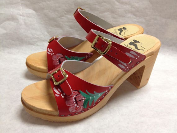 Sandalias rojas pintadas a mano en un tacón súper alto natural | Etsy México