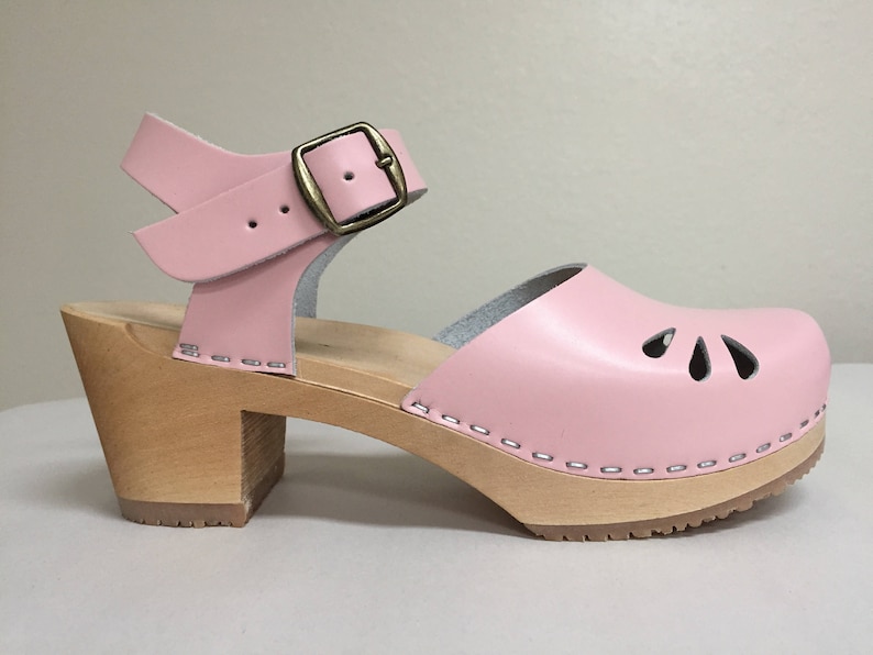 Baby Pink Medium Heel Mary jane with buckle ankle strap and Etsy
