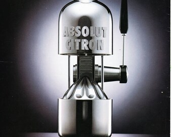 ABSOLUT SQUEEZE vintage vodka ad for Absolut Citron, copyright 1995, magazine back cover, advertisement, Distillery Advertisement fsb