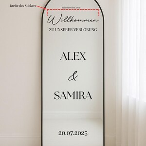 Foil Sticker engagement, wedding Welcome sign for mirror with name adhesive foil lettering on request sticker personalized stickers image 5