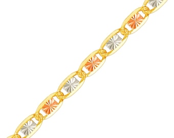 14K Solid Gold Tri-Color Valentino Chain Necklace - 18 Inch