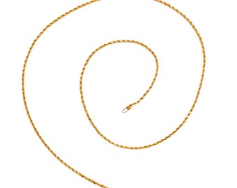 14K Gold Rope Chain: Handmade Italian Diamond Cut, 18 Inch