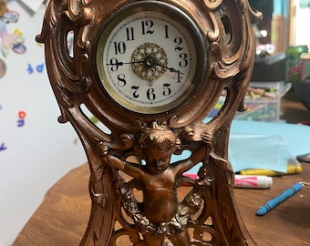 Art Nouveau Metal Clock 11 x 8"