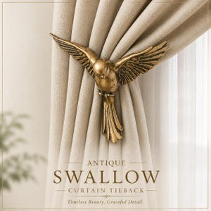 Gold Bird Curtain Holdback Set, Decorative Drapery Hook