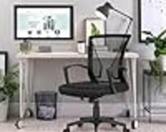 Yaheetech Bürostuhl Ergonomisch, Schreibtischstuhl mit Netzbespannung, Arbeitsstuhl mit Armlehnen, Chefsessel aus Mesh, höhenverstellbarer