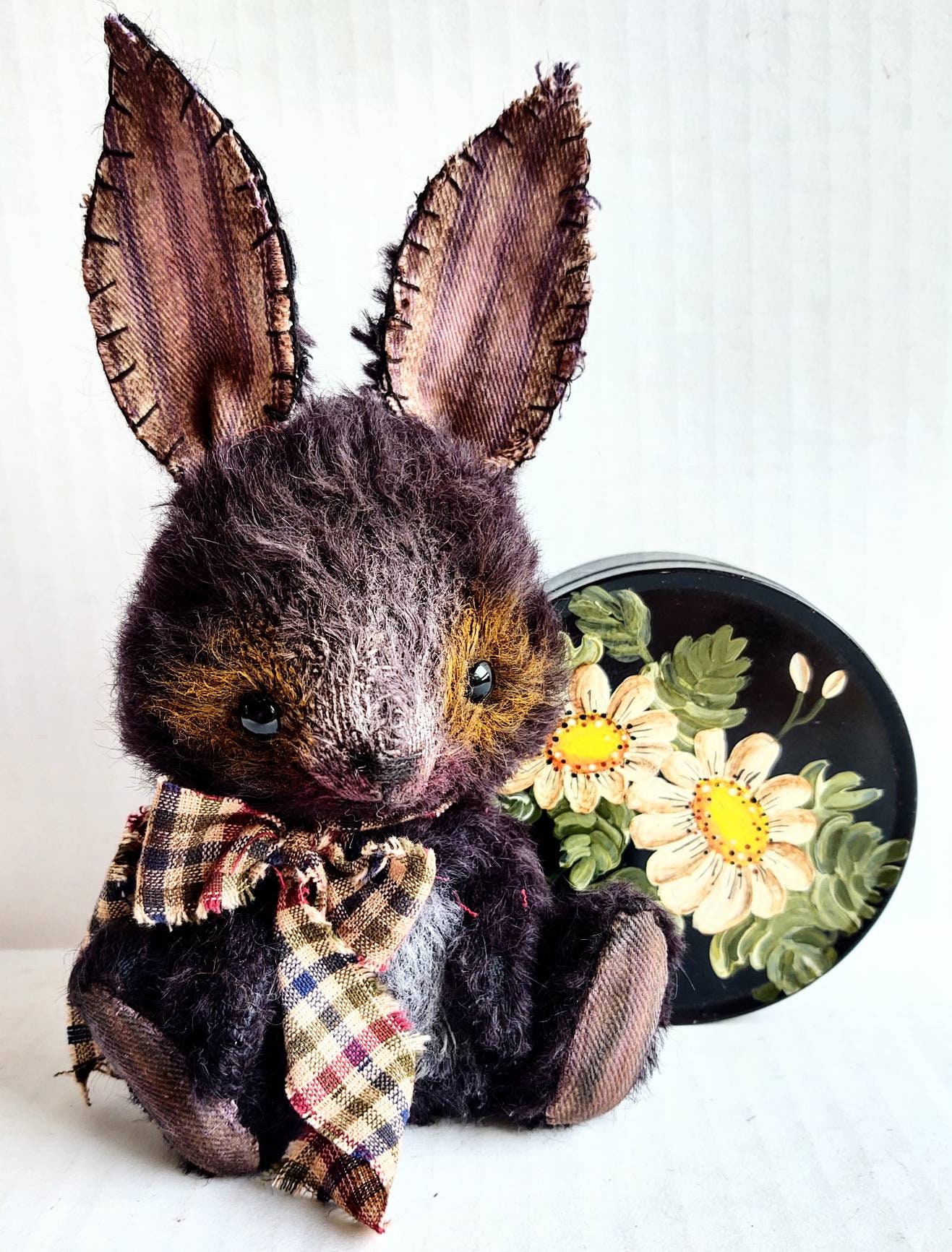Primitive Folk Art Handmade Black Rabbit Bunny Etsy